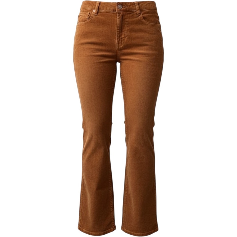 DMN Camel Brown Corduroy Flare Pants High Rise Fine Wale Size 31 NWT